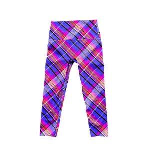 K-DEER Colorful Plaid Cropped Leggings Flex Sz M Yoga Workout Active USA